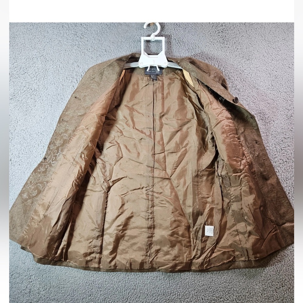 Lafayette 148 Linen Jacquard‎ Blazer Earthy Brown Floral Tailored Jacket 8 - Picture 4 of 9